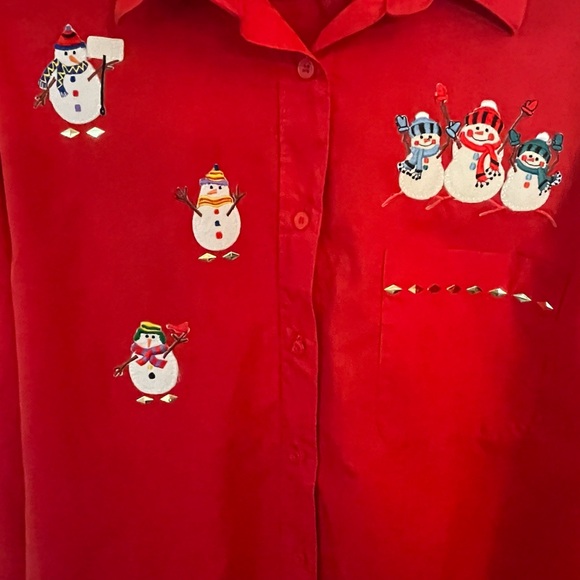 Christmas Embroidered vintage women’s shirt size L - Picture 4 of 7